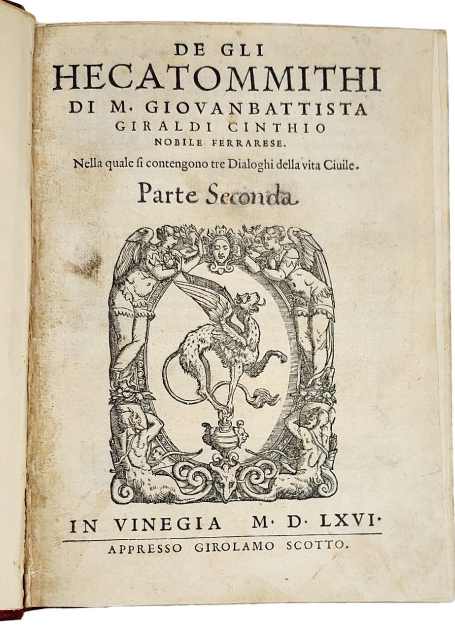 De gli Hecatommithi, di G.B. Giraldi Cintho nobile ferrarese. Parte … | Immagine principale