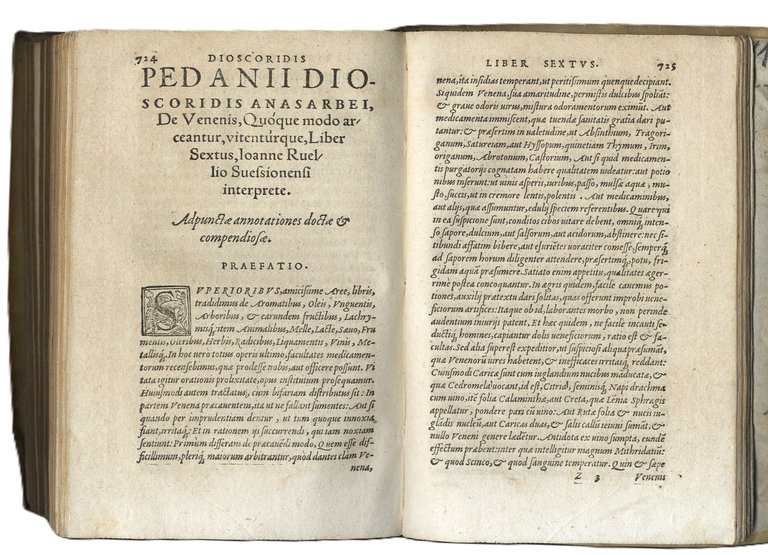 De medicinali materia, libri sex,&amp;nbsp;Ioanne Ruellio interprete. Cuilibet capiti additae …