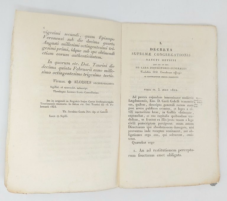 Decreti autentici emanati dalla s sede intorno all'usura dal 1822 …