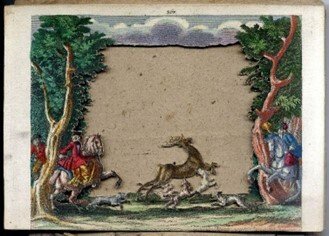 Caccia al cervo con cacciatori a cavallo.  