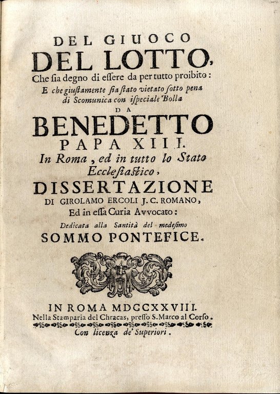Del Giuoco del Lotto, che sia degno di essere da …