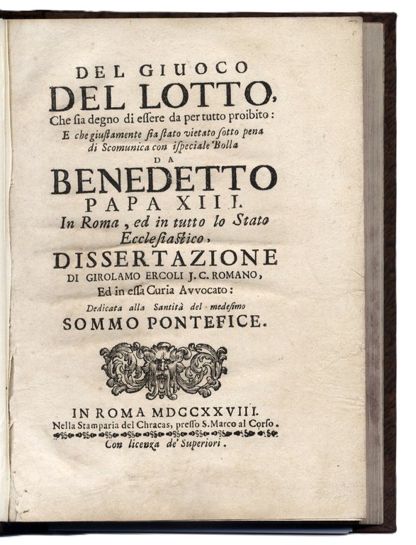 Del Giuoco del Lotto, che sia degno di essere da …