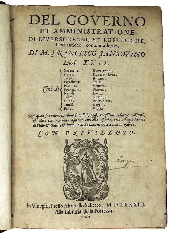 Del Governo et Amministrazione di diversi Regni, et Republiche, cos&amp;igrave; … | Immagine Gallery 6