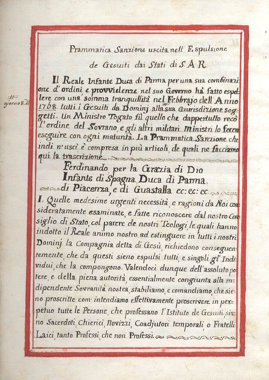 della corte di Parma sulle lettere in forma di breve,