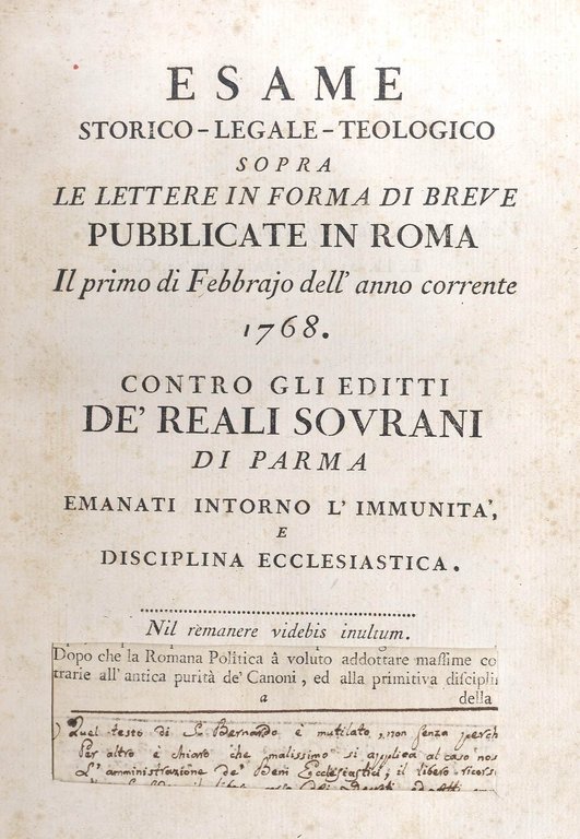 della corte di Parma sulle lettere in forma di breve,