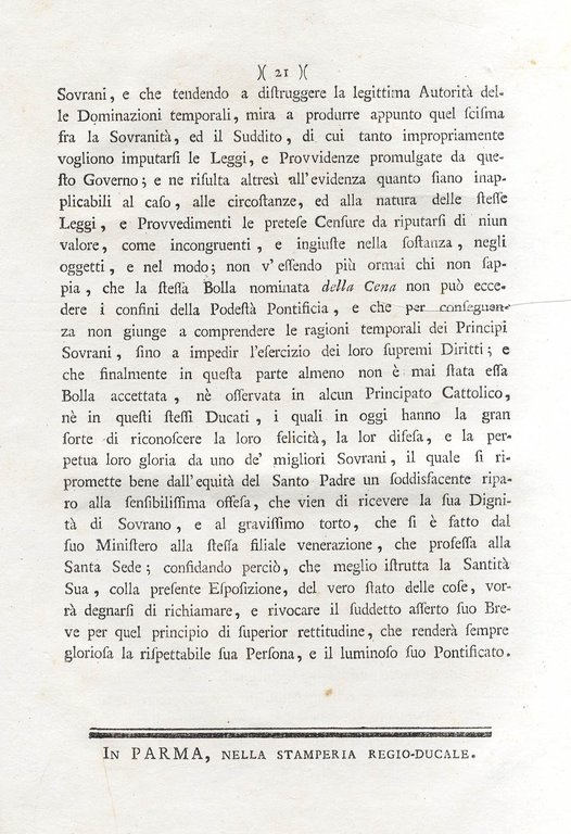 della corte di Parma sulle lettere in forma di breve,