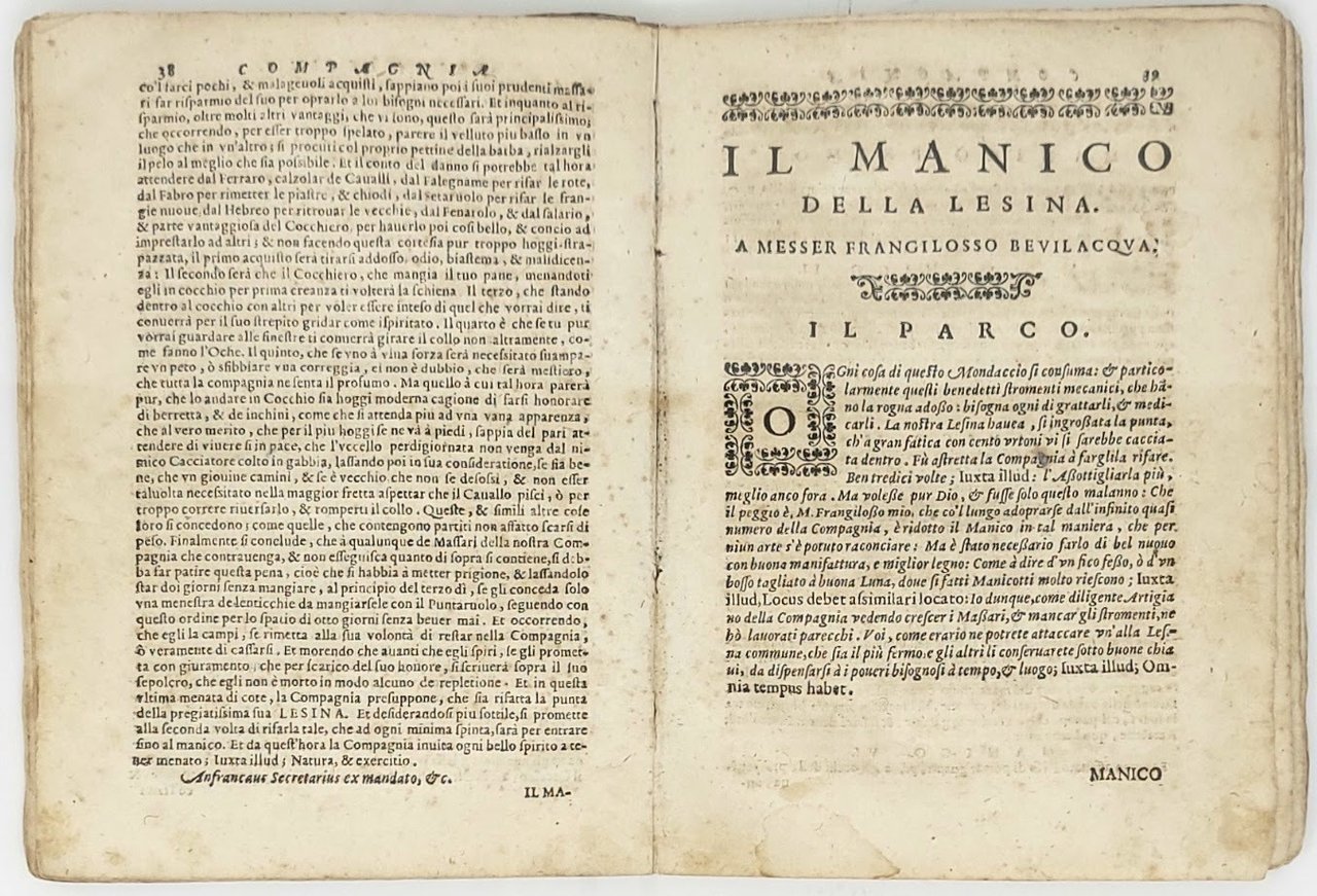 Della famosissima Compagnia della Lesina. Dialogo, capitoli, e ragionamenti.&amp;nbsp;Con l'aggiunta …