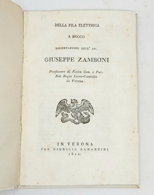 Della Pila elettrica a secco. Dissertazione.
