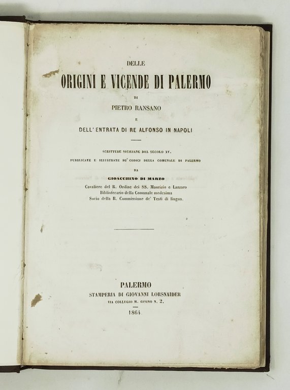 Delle origini e vicende di Palermo, di Pietro Ransano, e … | Immagine Gallery 2