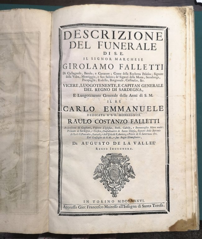 Descrizione del Funerale di S.E. il signor Marchese Girolamo Falletti …