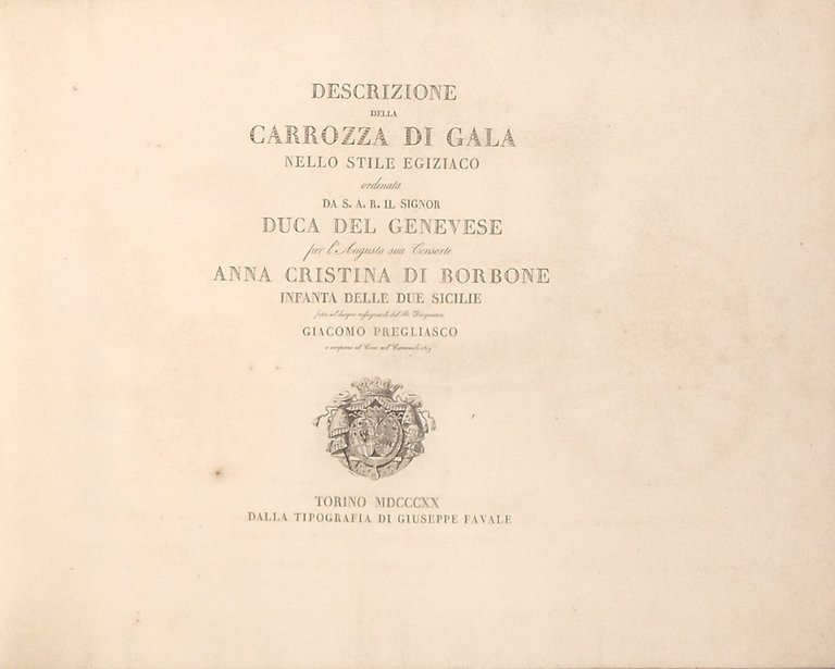 Descrizione della carrozza di gala nello stile egiziaco&amp;nbsp;