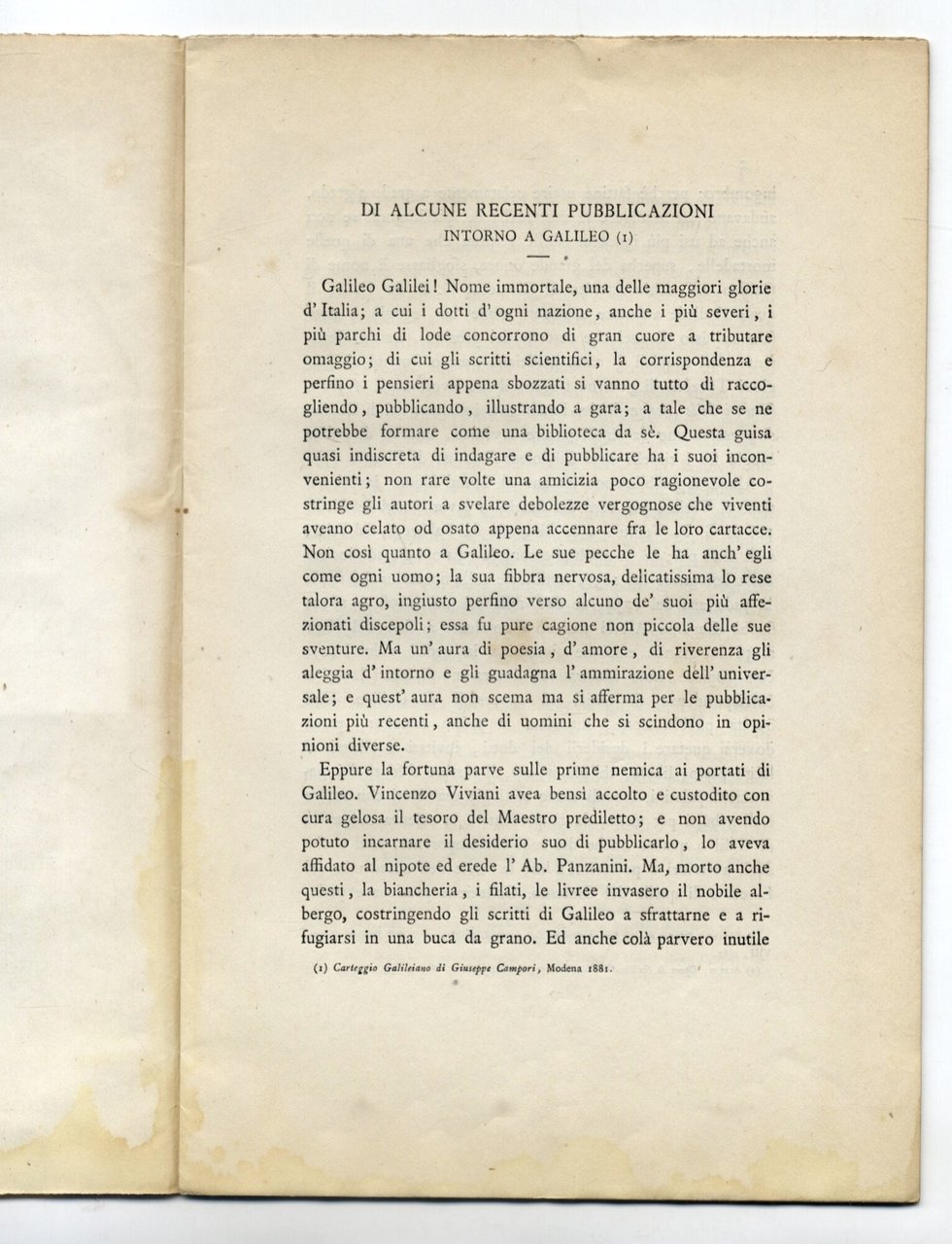 Di alcune recenti pubblicazioni intorno a Galileo. | Immagine principale