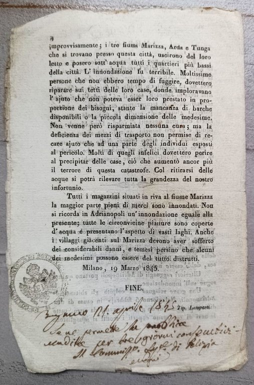 DI ORRIBILI AVVENIMENTI. CHINA. ITALIA. AMERICA. COSTANTINOPOLI.