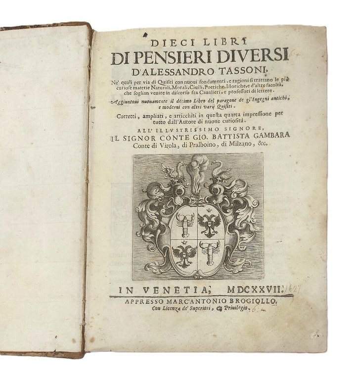 Dieci libri di Pensieri diuersi...&amp;nbsp;Aggiuntovi nuovamente il decimo libro del …