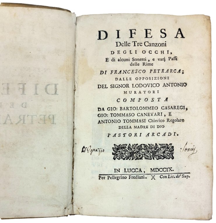 Difesa delle tre Canzoni degli occhi, e di alcuni sonetti, …