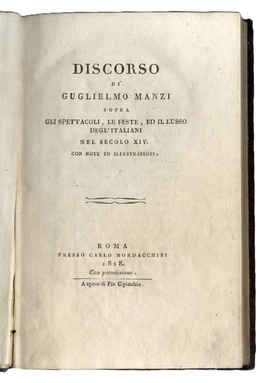 Discorso di Guglielmo Manzi sopra gli Spettacoli, le Feste, ed … | Immagine Gallery 2