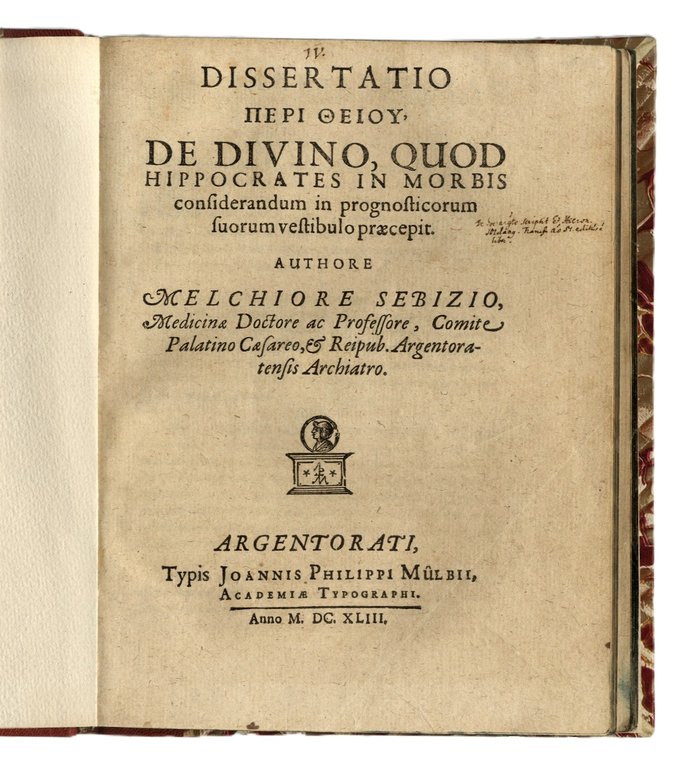 Dissertatio peri theiou de Divino, quod Hippocrates in Morbis considerandum … | Immagine Gallery 2