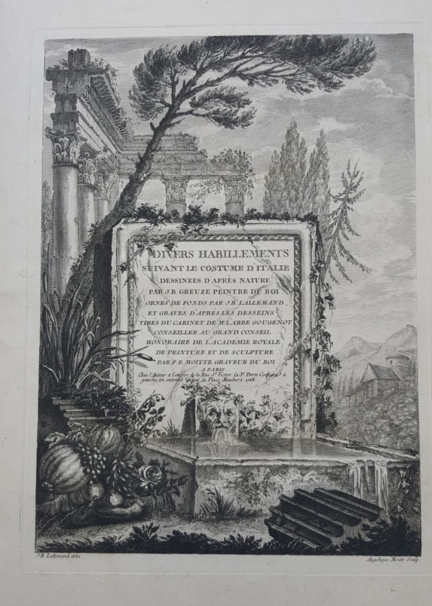 Divers habillements suivant le costume d'Italie, dessin&amp;eacute;s d'apr&amp;egrave;s nature par …