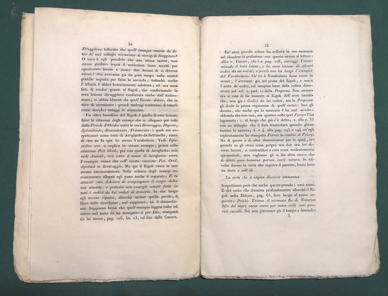 Due Errata Corrige sopra un testo classico del buon secolo …