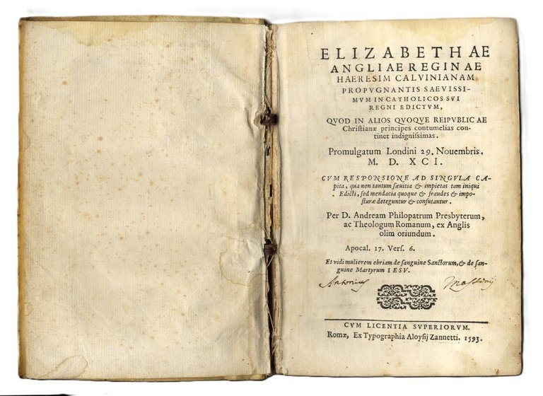 Elizabethae Angliae Reginae haeresim Calvinianam propugnantis saevissimum in catholicos sui …