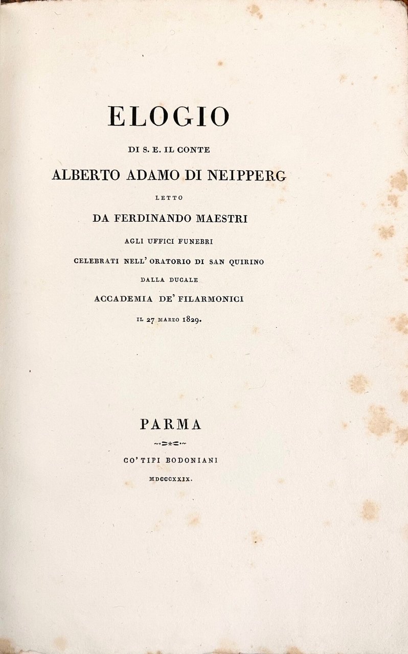 Elogio Di Sua Eccellenza Il Conte Alberto Adamo Di Neipperg … | Immagine principale