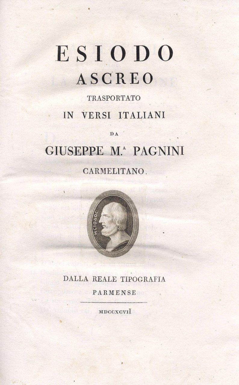 Esiodo Ascreo trasportato inversi italiani: La Teogonia ossia la generazione …