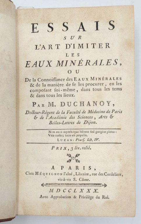 Essais sur l'art d'imiter les Eaux Min&amp;eacute;rales, ou de la …