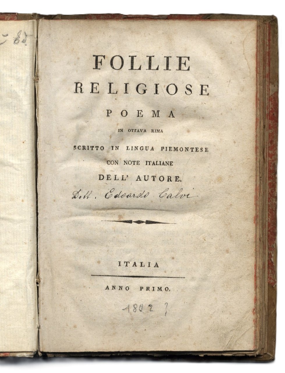 Follie religiose. Poema in ottava rima scritto in lingua piemontese. … | Immagine principale