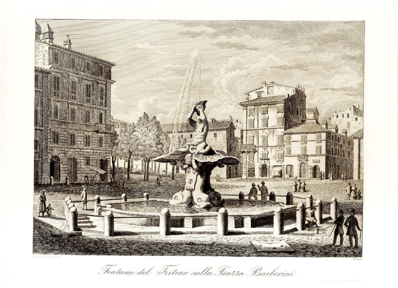 Fontana del Tritone sulla Piazza Barberini.