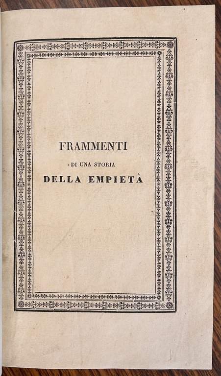 Frammenti di una storia dell'empiet&amp;agrave;.