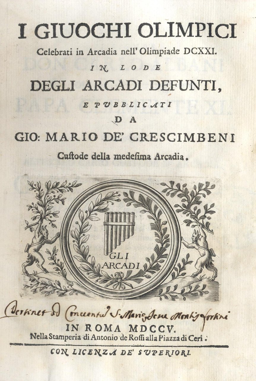 I Giuochi Olimpici celebrati in Arcadia nell'Olimpiade DCXXI. In lode …