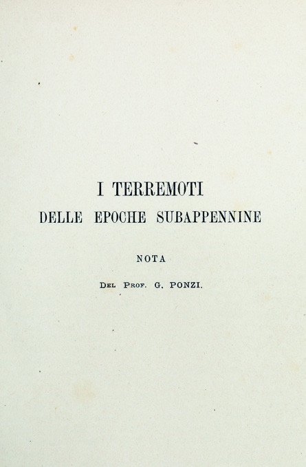 I terremoti delle epoche subappennine. Nota�