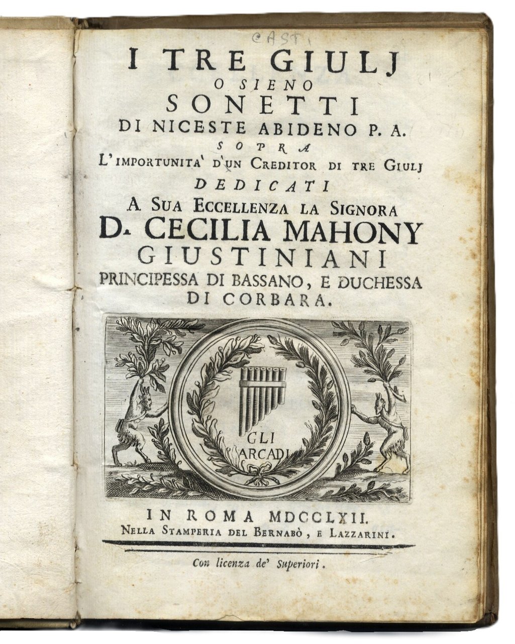 I tre Giuli o sieno sonetti di Niceste Abideno... Dedicati … | Immagine principale