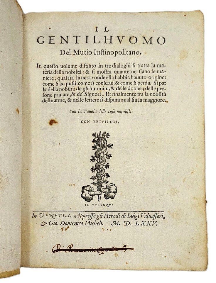 Il Gentilhuomo, del Mutio Iustinopolitano. In questo volume distinto in … | Immagine principale