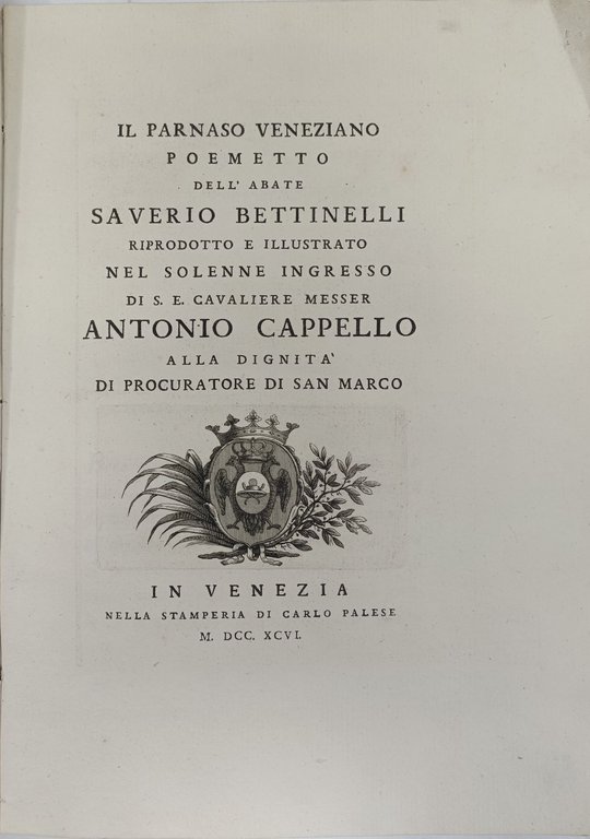 Il Parnaso Veneziano. Poemetto.