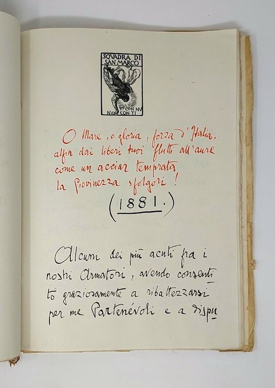 Il testo del nuovo Patto marino. 11 luglio 1923. &amp;nbsp;Commiato …