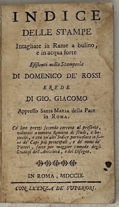 Indice delle stampe intagliate in rame a bulino, e in … | Immagine Gallery 5