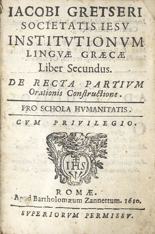 Institutionem Linguae Grecae liber secundus (-tertius)