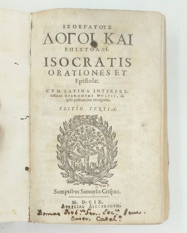 Isokratus logoi kai epistolai. Isocratis orationes epistolae cum latina interpretatione …