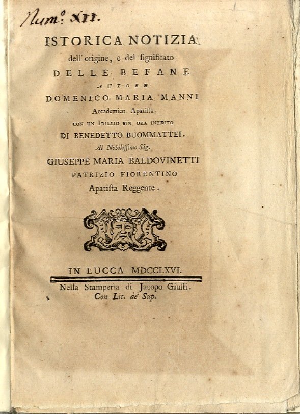 Istorica notizia dell'origine, e del significato delle Befane