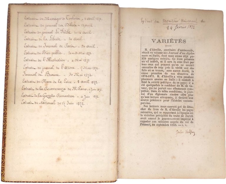 Journal d'un Diplomate en Italie. Turin 1859 - 1873. Jugemens … | Immagine Gallery 1