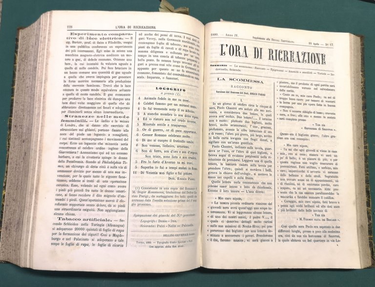 L'Ora di Ricreazione. Foglio settimanale di Novelle, Racconti ameni e …