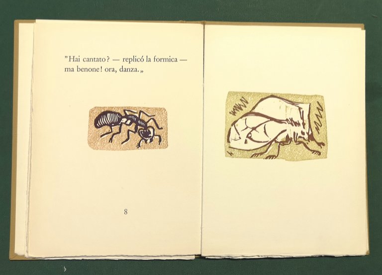 LA CICALA E LA FORMICA, 5 linoleum a colori di …