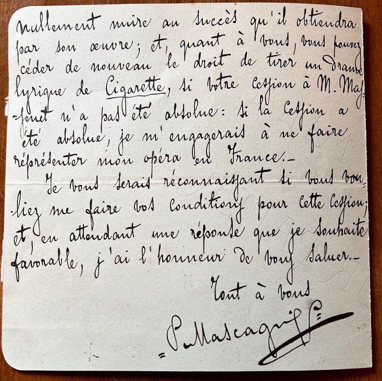 La Cigarette. L.a.f., in francese, indirizzata a ''M. Jules Claretie …