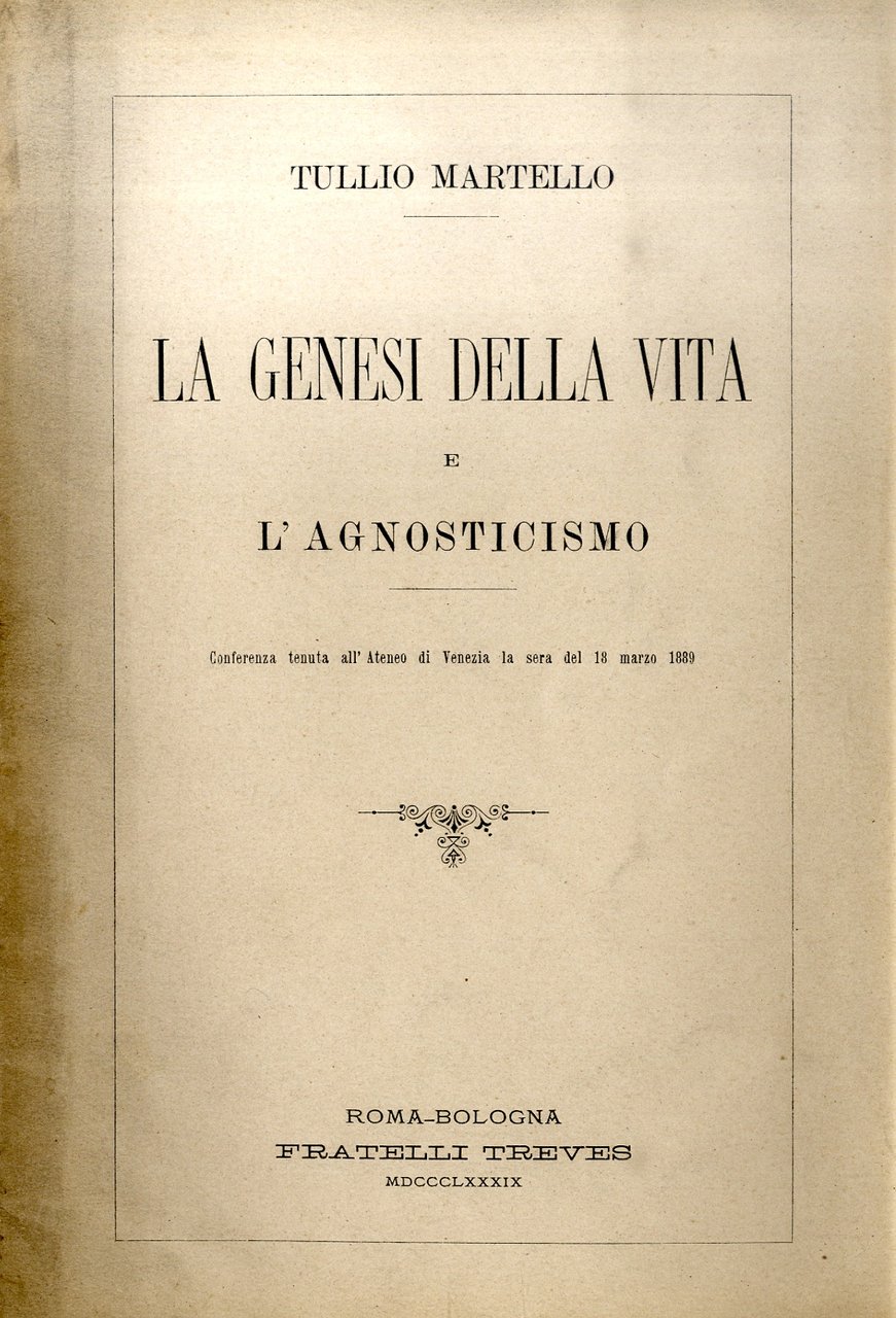 La genesi della vita e l'agnosticismo