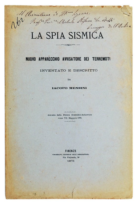 La spia sismica. Nuovo apparecchio avvisatore dei terremoti inventato e …