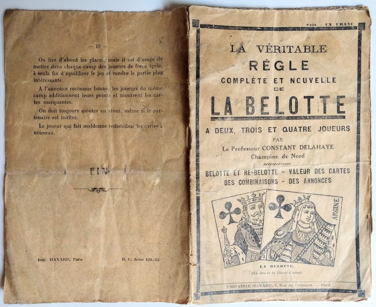 La Véritable règle complète et nouvelle de la belotte. A …