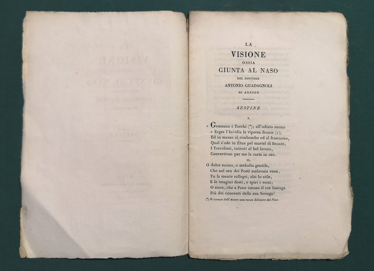 La Visione ossia Giunta al Naso. Sestine.