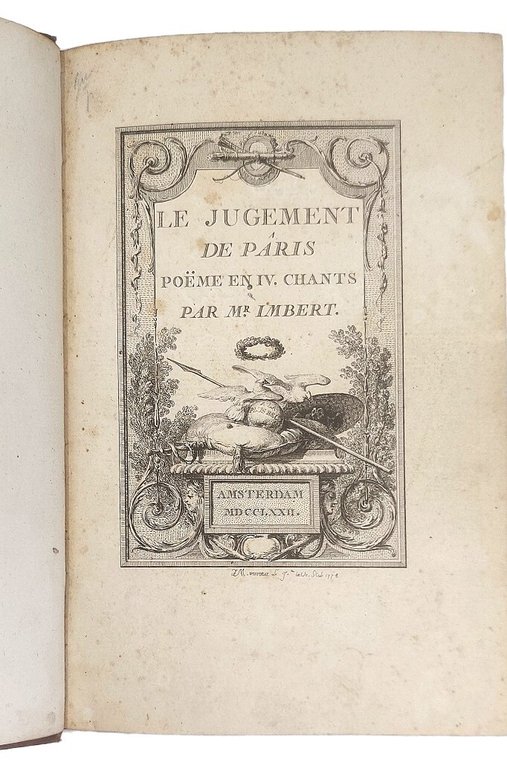 Le jugement de P&amp;acirc;ris. Po&amp;euml;me en IV chants. &amp;nbsp;(legato con:) …