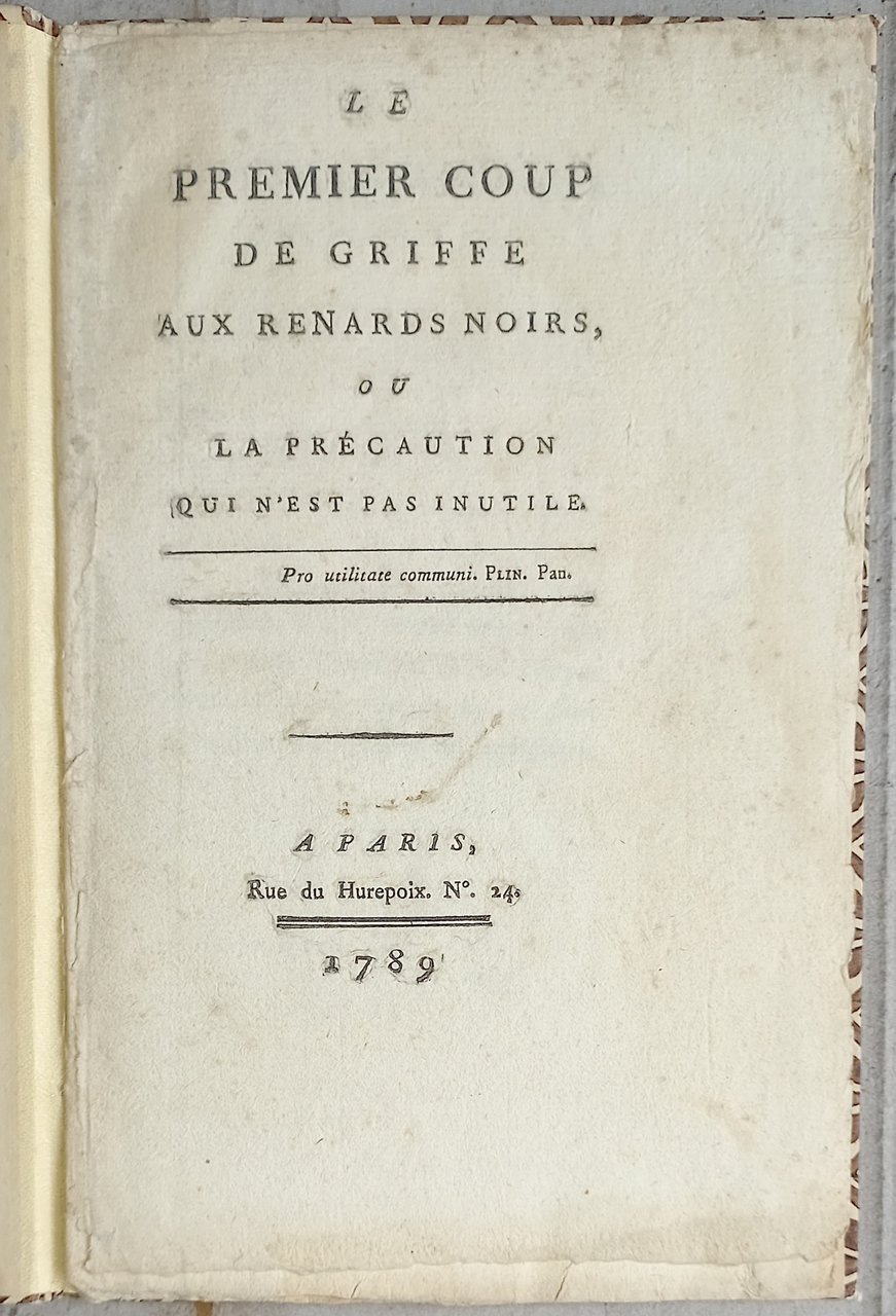 Le premier coup de griffe aux renards noirs, ou la …